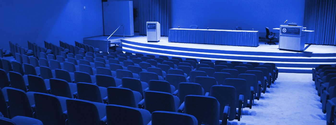 A lecture hall — a venue for public deliberation on AI